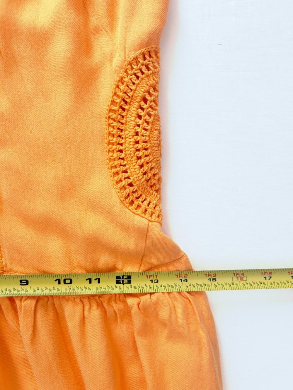 Joie Crochet Detail Yellow Orange Vale Sleeveless Midi Dress Boho Size 4 - Picture 10 of 12